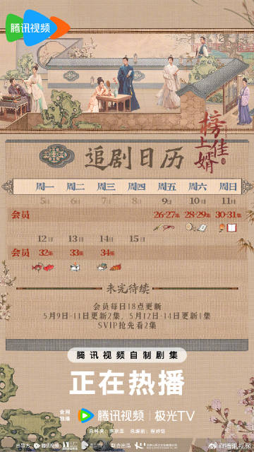 《榜上佳婿》最新追剧日历公布，腾讯视频每晚18点见